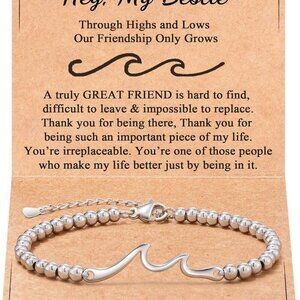 Friendship Wave Bracelet Stainless Steel 6.5in+2in Gift for Best Friend